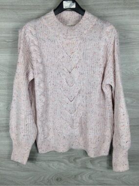 Ady P pink cable knit long sleeve mock neck sweater size L